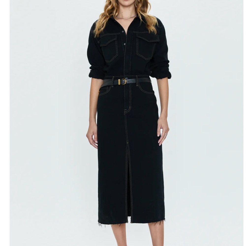 Pistola Denim Amira Black Midi Dress Long Sleeve Small NWT